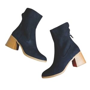 NEW Sun & Stone Lyraa Booties Women's Black Suede Ankle Boots Size 8.5